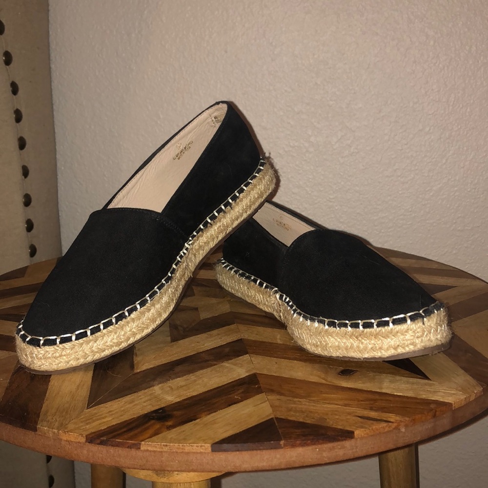 No Rest for Bridget black slip on espadrilles